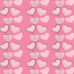 Fototapeta premium Hearts_vector seamless_pattern_light pink_pink_black