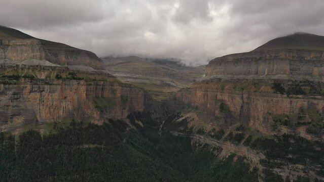 Aerial video of Parque Nacional Ordesa y Monte Perdido