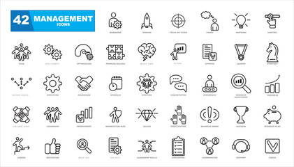 Simple Set of Business Management. Set contains such Icons as Vision, Mission, Values, Human Resource, Experience and more.