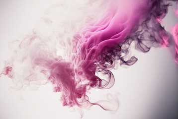 Moving pink flames and smoke on a white background. Illustration Generative AI