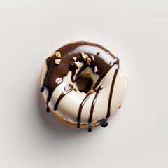 Fototapeta na wymiar Top view tasty donut on white background