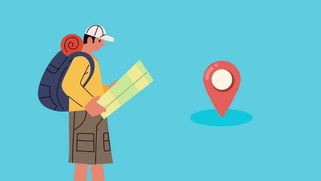 male traveler with map character