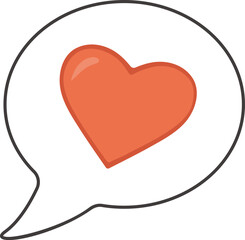 Fototapeta premium A hand-drawn speech bubble with a heart, highlighted on a white background. Vector element. The image of dialogue, thoughts, communication, love, Valentine's Day.love heart, speech bubble