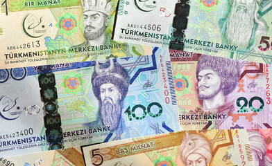 algunos billetes actuales de turkmenistan