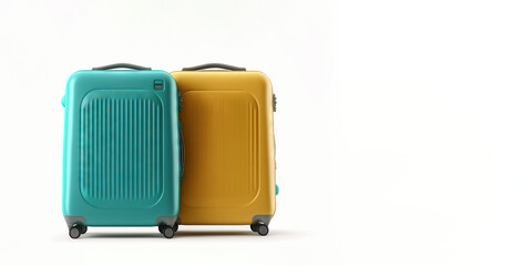 luggage suitcases at the airport wide banner with copy space area for vacations and holiday travel concepts