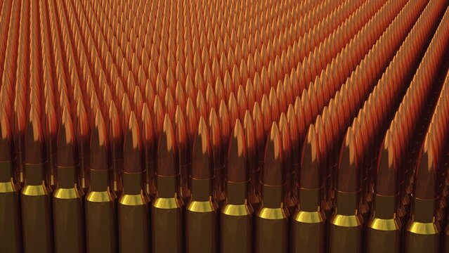 Endless rows of 3d rifle bullets in a seamless loop.