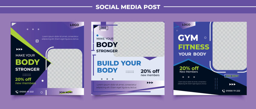 Fitness social media post banner template 