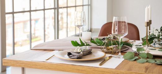 Beautiful eco table setting in dining room