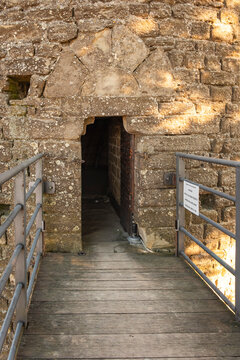 The entrance door of the medieval tower of Roccaverano, small city in the hilly region of Langhe (Piedmont, Northern Italy); this area is world famous for valuable wines and hazelnuts productions.