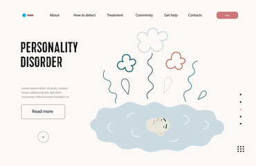 Mental disorders web template. Personality disorder- modern flat vector illustration of person who has lost their identity turned into a puddle. People emotional, psychological, mental traumas concept