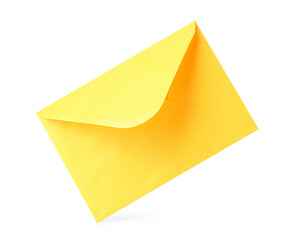 Yellow paper envelope on white background