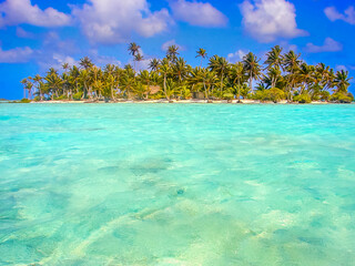 Bora Bora Tropical paradise, Idyllic turquoise beach in French Polynesia, Tahiti