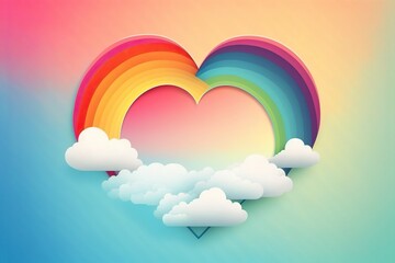 clouds, rainbow, heart, Generative AI
