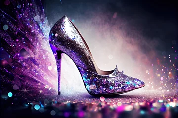 Muurstickers High heel fashion shoes with glitter, Generative AI © Zsolt