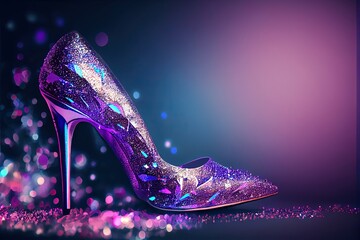 High heel fashion shoes with glitter, Generative AI
