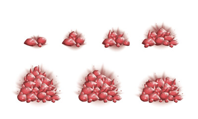 Crystal gems collection, Cartoon Magic gemstones and Natural minerals, Trophy game assets. vector illustration