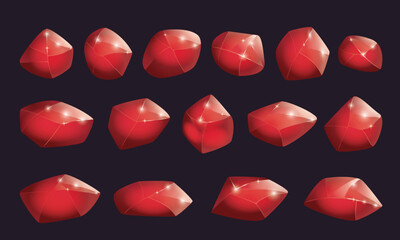 Crystals and natural minerals collection. Cartoon Magic Gemstones set. Game assets. vector illustration