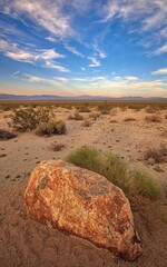 Desert Rock and Sunset Sky