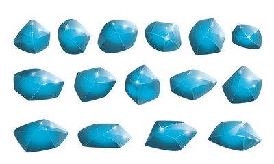 Crystals and natural minerals collection. Cartoon Magic Gemstones set. Game assets. vector illustration