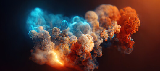 colorful puff smoke on a dim background with Generative AI Technology