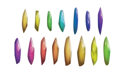 Crystals and natural minerals collection. Cartoon Magic Gemstones set. Game assets. vector illustration