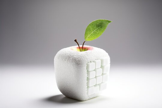 apple made of sugar cubes created with Generative AI technology