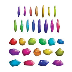 Crystals and natural minerals collection. Cartoon Magic Gemstones set. Game assets. vector illustration