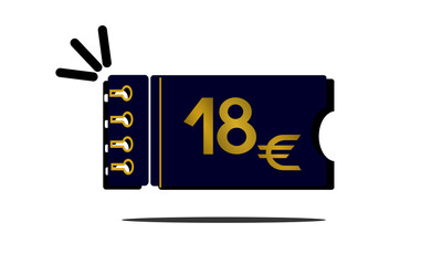 18 euro,eighteen euro golden number on blue coupon