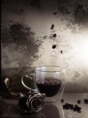 cup of coffee with beans