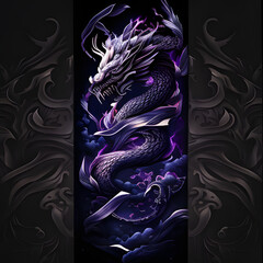 Purple dragon on black background