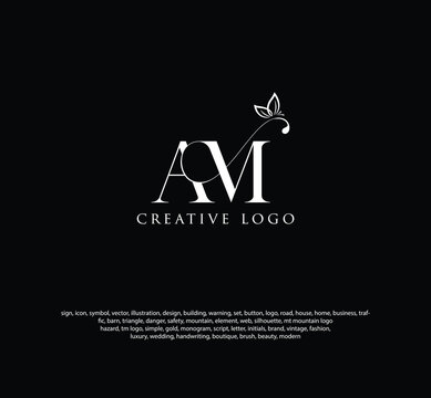AM luxury business logo or Ma icon, letter, and monogram logo design, the free vector file	