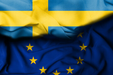 sweden flag illustration incorporating european flags, Background for decoration.