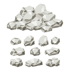 Rock and stones set. Different shape boulder collection. vector illustration