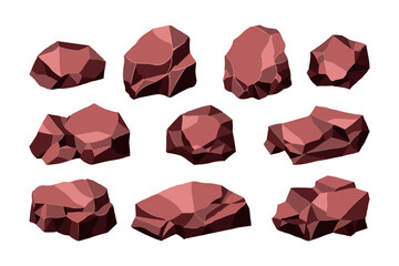 Rock and stones set. Different shape ore boulder collection. vector illustration © saint_antonio