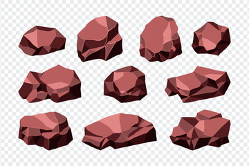 Rock and stones set. Different shape ore boulder collection. vector illustration