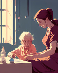 une personne agée dans un hopital - IA Generative