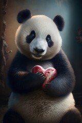 Obraz premium Cute Valentine Panda