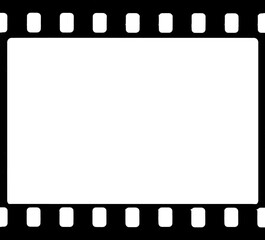 35mm film strip with transparent frame cell and background (PNG image)