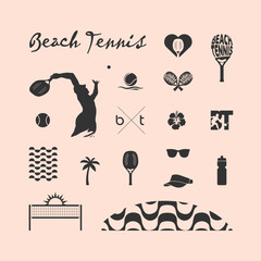 Beach tennis design elements set.	
