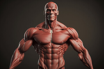 Fototapeta premium Human anatomy muscular skeleton bone structure for medical purposes and education, detailed muscles and bones