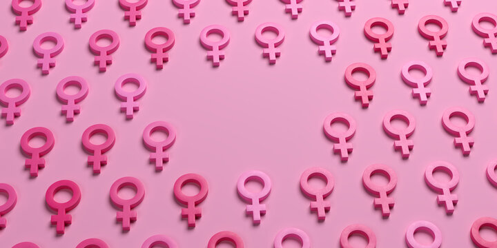 Female gender symbols on a plain with a gap for a custom message
