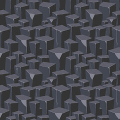 Fototapeta premium Cartoon game texture, rocks, dirt and ground surface seamless pattern. Game asset wall and environment background