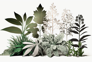 Organic Growth: White-Background Cutouts of Nature's Flora