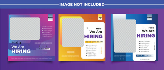 We are hiring job vacancy square banner or social media post template 