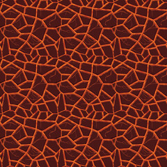 Cartoon game texture, lava surface seamless pattern. Game asset walls and environment background