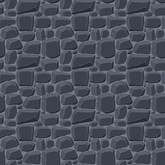 Obraz premium Cartoon game texture, rocks, dirt and ground surface seamless pattern. Game asset wall and environment background