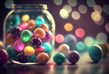 Vibrant AI-Generated Easter: A Glowing Pastel Background of Colorful Eggs and Glitter
