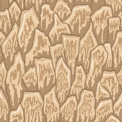 Cartoon game texture, rocks, dirt and ground surface seamless pattern. Game asset wall and environment background