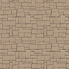 Cartoon game texture, rocks, dirt and ground surface seamless pattern. Game asset wall and environment background