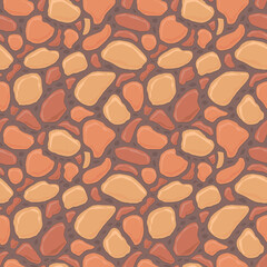 Cartoon game texture, rocks, dirt and ground surface seamless pattern. Game asset wall and environment background